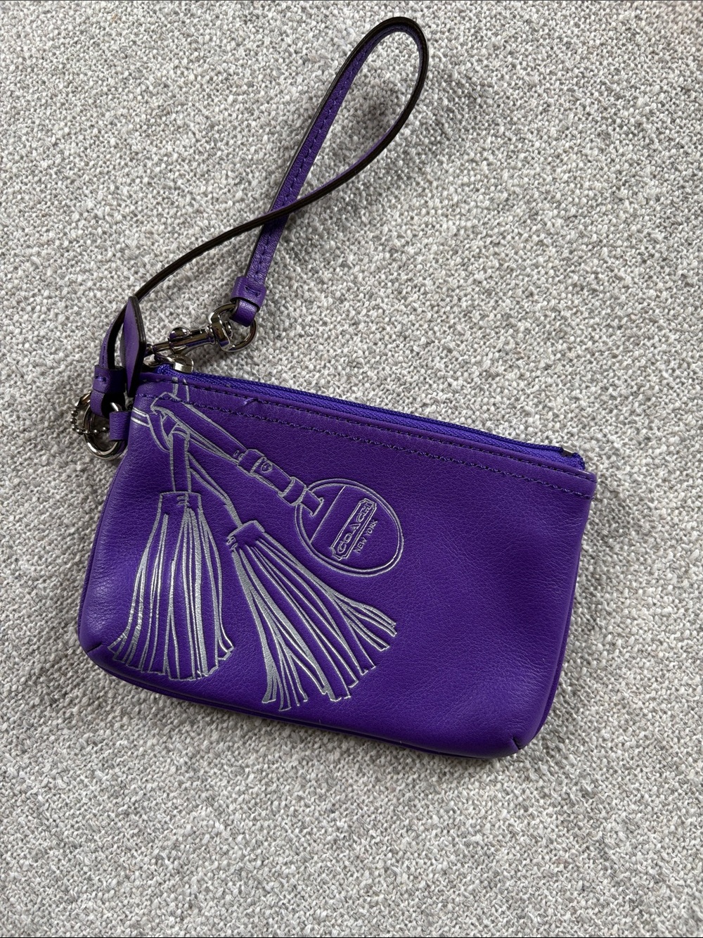 Coach Vibrant Purple Leather Wristlet
